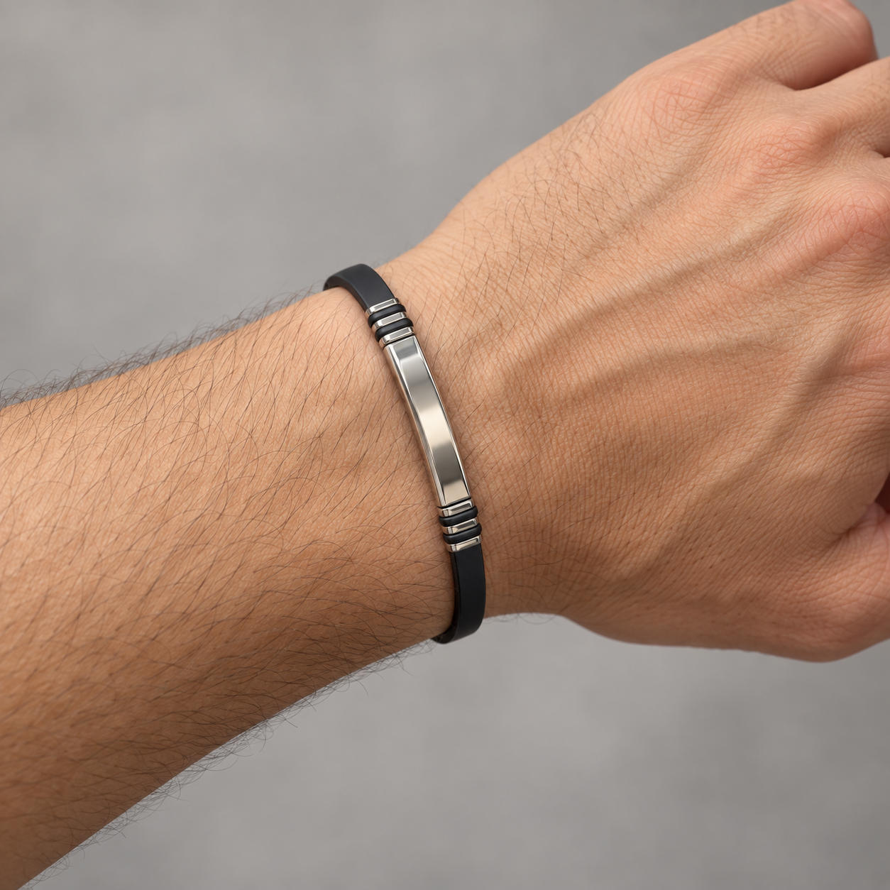 Pulsera acero negra hugo