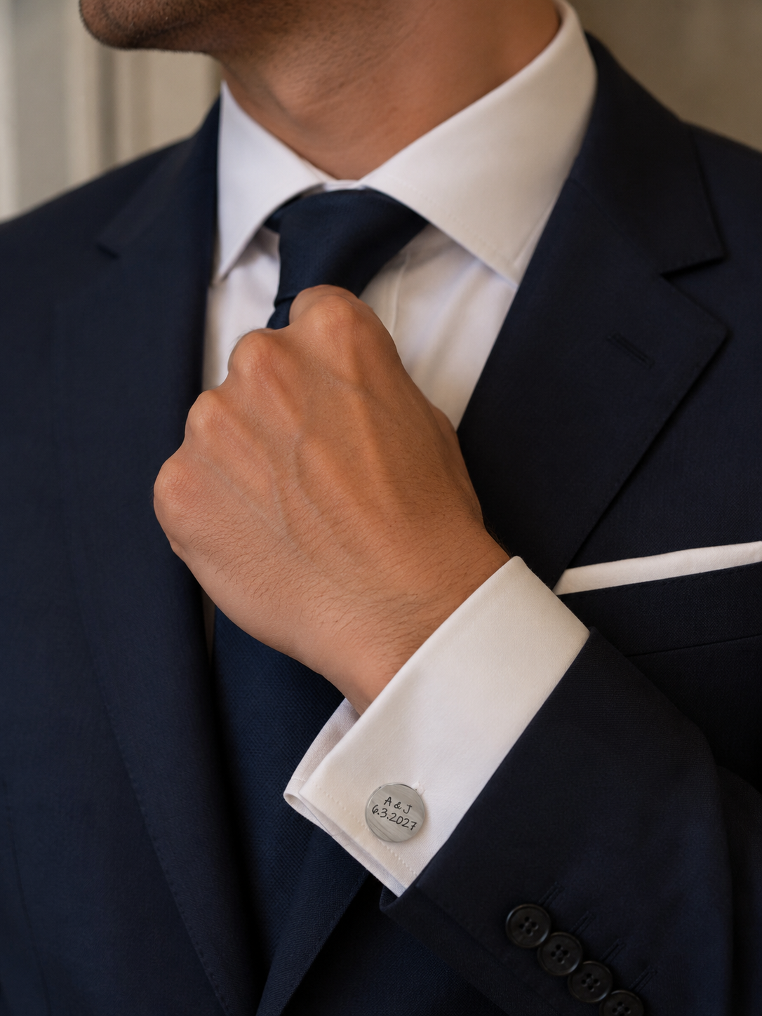 Gemelos de acero redondo personalizado