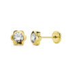 Pendientes Oro 18k flor 5mm
