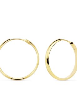 Aros media caña Oro 18k 20 mm