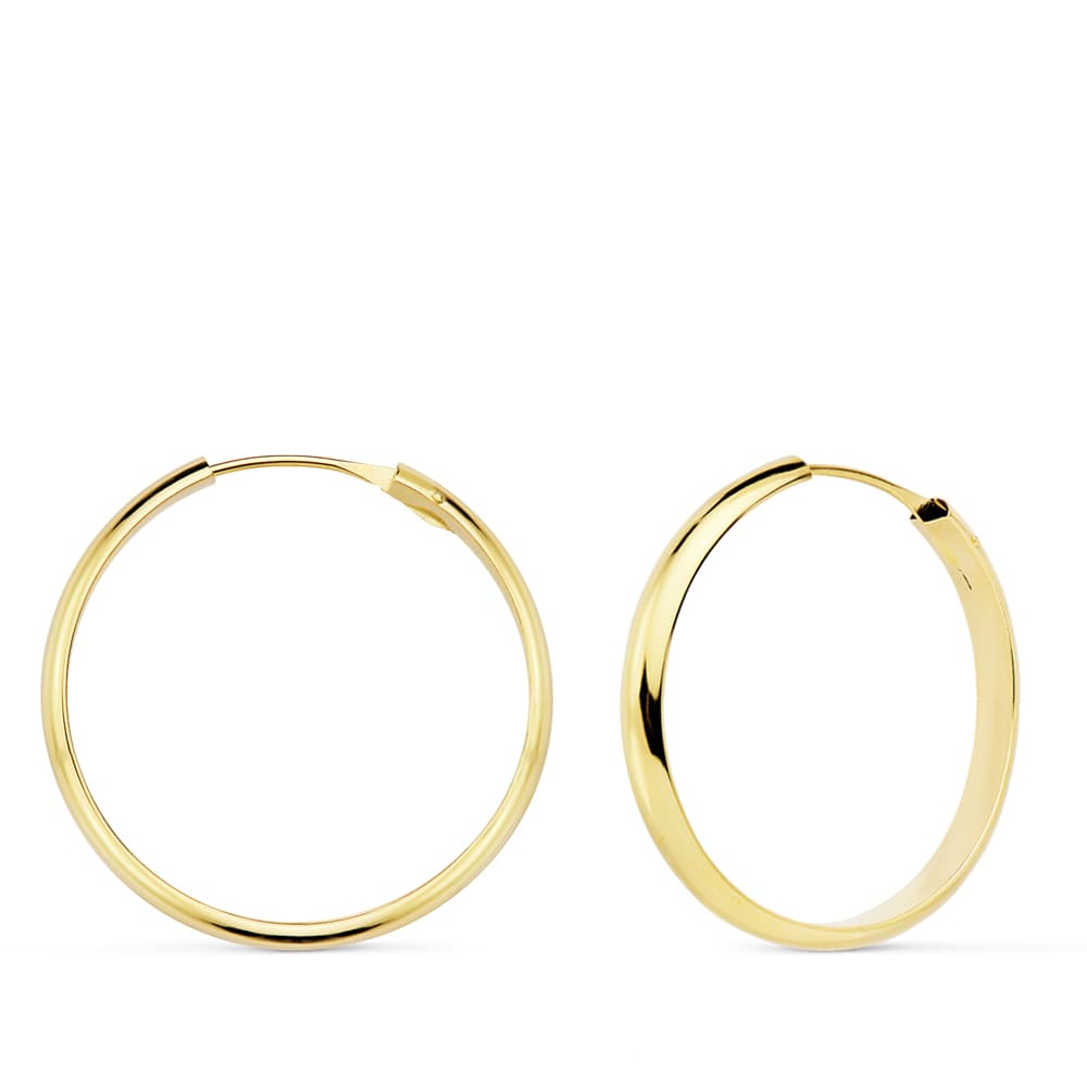 Aros media caña Oro 18k 20 mm