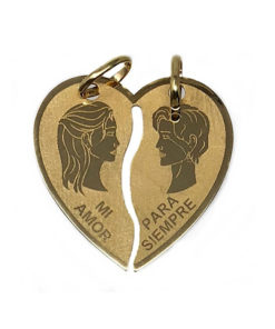Colgante Corazón doble Oro 18k