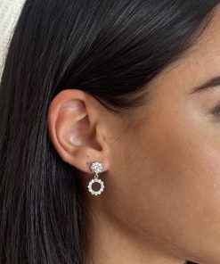 Pendientes Oro Blanco 18k circonitas