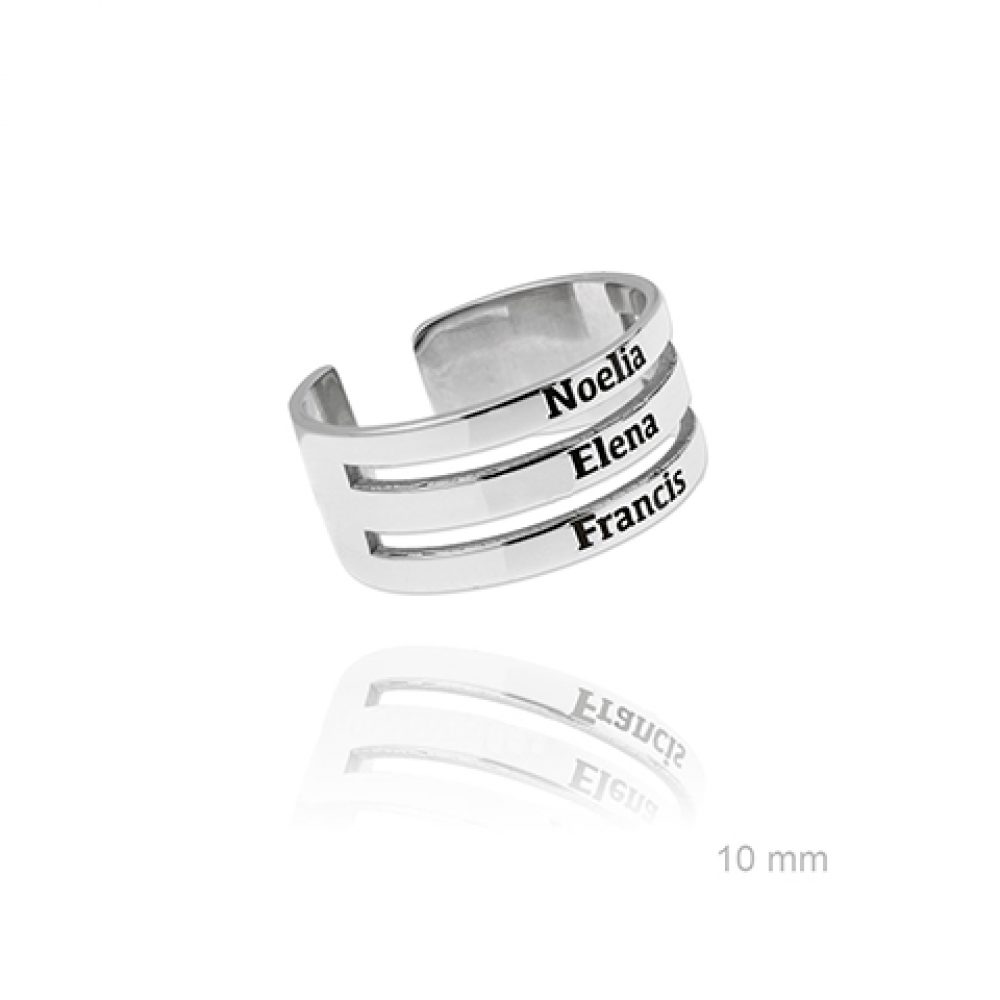 Anillo plata de ley tres nombres