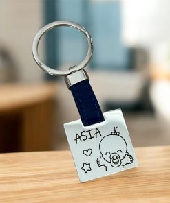 llavero personalizado acero en azul