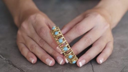 Pulsera Oro  18k con 7  turquesas - Imagen 4
