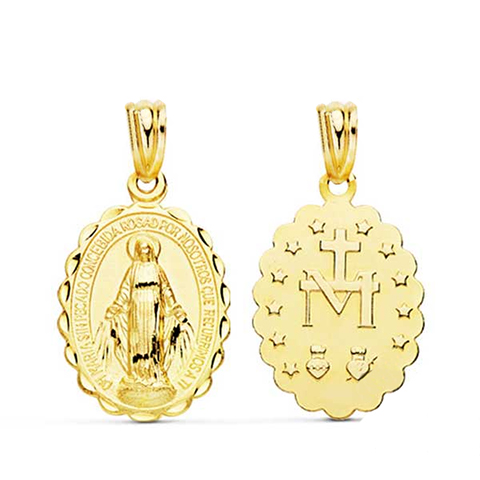 Medalla Oro 18k milagrosa 25 x 18 mm