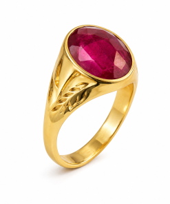 Solitario Oro de 18k con piedra roja