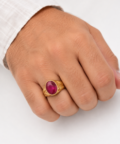 Solitario Oro de 18k con piedra roja