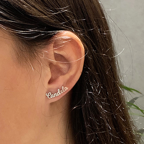 Pendiente plata de ley nombre personalizado