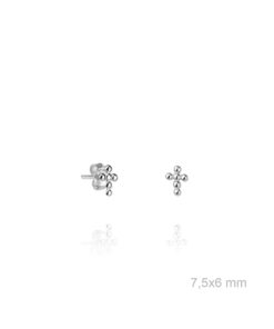 Pendientes plata de ley cruz bolas