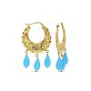Aros turquesas oro 18k