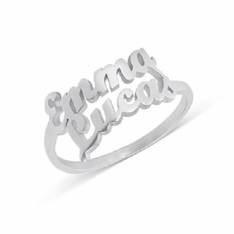Anillo plata de ley dos nombres