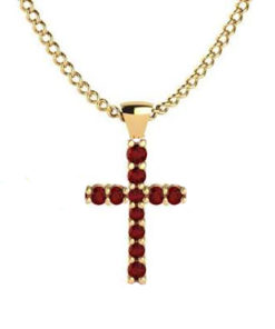 COLGANTE CRUZ ORO 18K RUBÍ