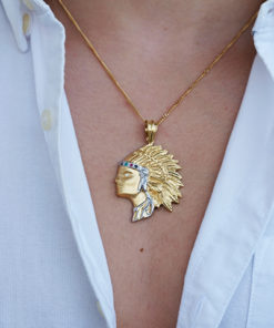 COLGANTE ORO 18K INDIO PIEDRAS