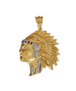 Colgante Oro 18k Indio piedras