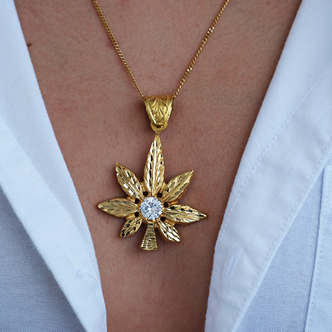 Colgante Oro 18k Marihuana