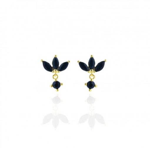 PENDIENTES PLATA DE LEY CHAPADO FLOR NEGRA