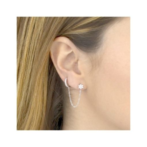 Pendientes plata con aro estrella