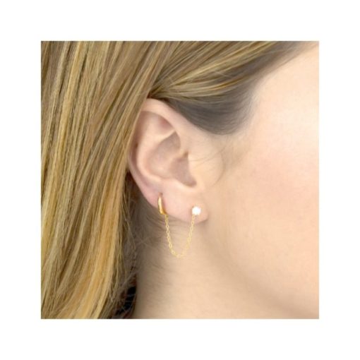Pendientes plata chapada con aro piedra
