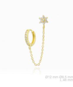 Pendientes plata chapada con aro estrella