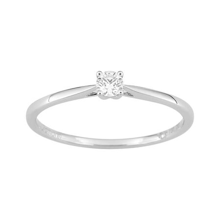 Sortija fina oro blanco 18k con 1 circonita talla brillante