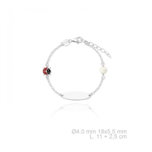 Pulsera Plata de Ley bebe mariquita