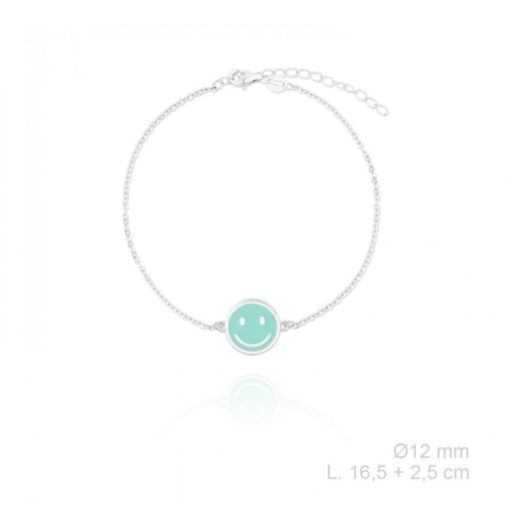 Pulsera plata de ley Smiley Azul