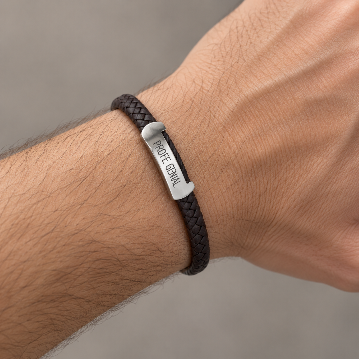Pulsera acero marron profe genial