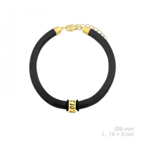 Pulsera Plata de Ley chapada cuero personalizada