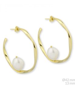 aros plata de ley chapado perla