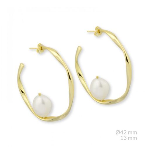 aros plata de ley chapado perla