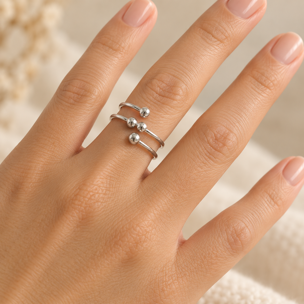 Anillo plata de ley 4 bolas