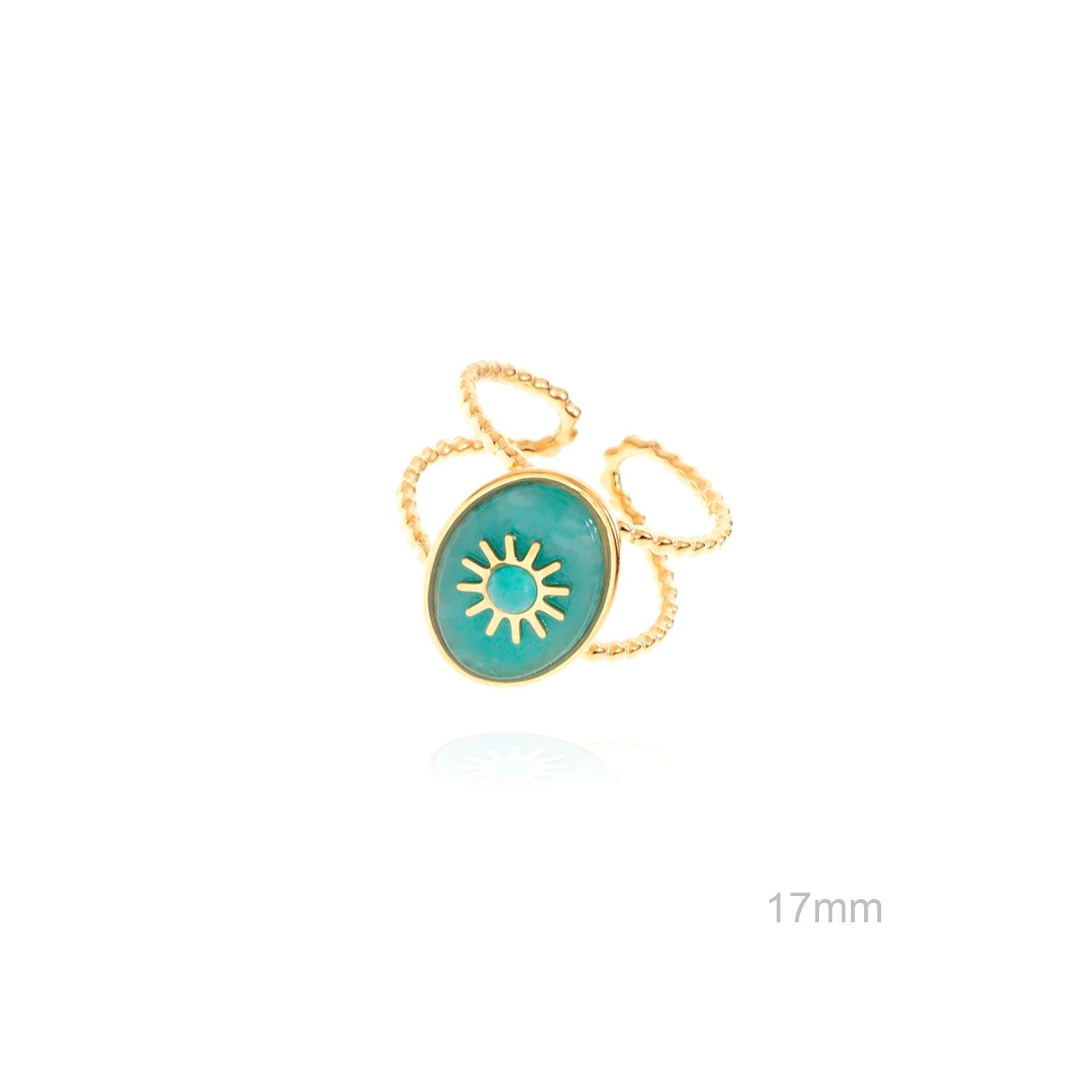 Anillo Turquesa Oval Sol ACERO