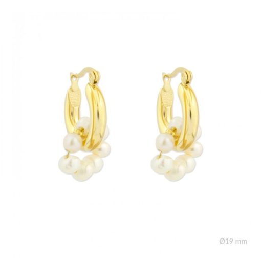 Pendientes Aro Acero perlas