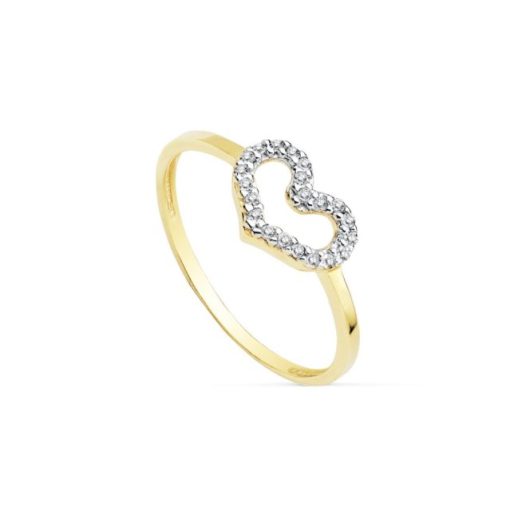 Anillo Oro 18k corazon piedras