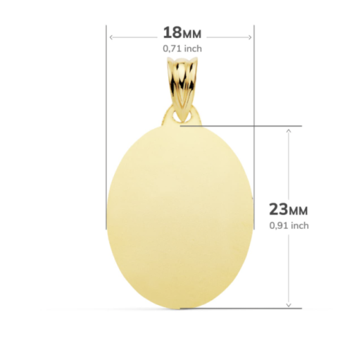 Medalla oval brillo oro 18k