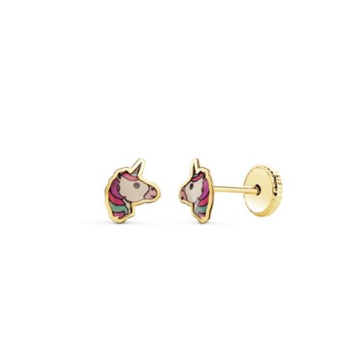 Pendientes Oro 18k unicornio