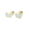 Pendientes oro bebe mariponsa celeste