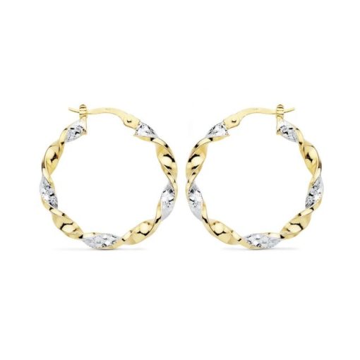 Aros Oro 18K bicolor trenzado greca