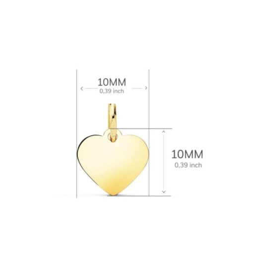 Medalla corazón brillo oro 18k 10 mm