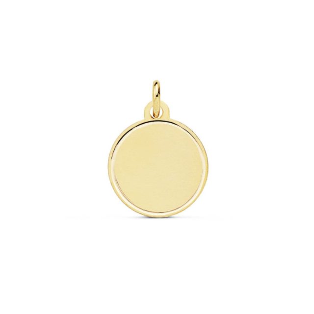Medalla disco biseñ Oro 18k 14 mm