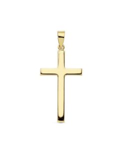 Colgante cruz lisa Oro 18k palo rectangular
