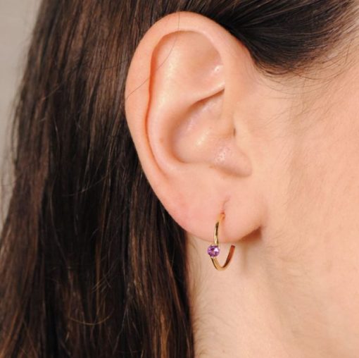 Aros Oro18k amatista