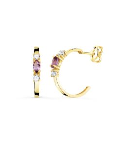 Aros Oro 18k amatista talla marquise