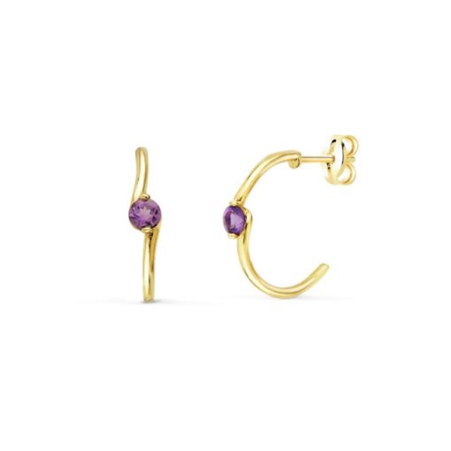 Aros Oro18k amatista
