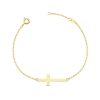 Pulsera Oro 18k cruz con cadena forzada