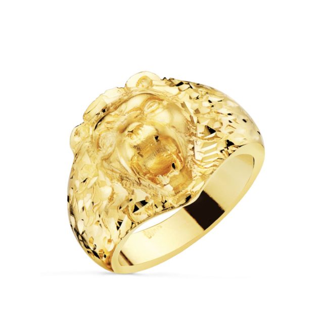 Sello oro 18k leon tallado