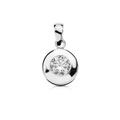 colgante oro blanco 18k con circonita chaton