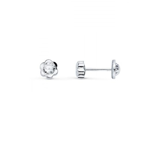 Pendiente plata flor 4mm